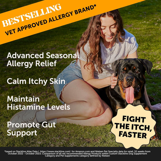 Pet Honesty Dog Allergy Relief Immunity Max Strength - Dog Allergy Chews, Probiotics For Dog, Dog Skin And Coat Supplement, Itch Relief For Dogs,Seasonal Allergy Support Supplement (Chicken)
