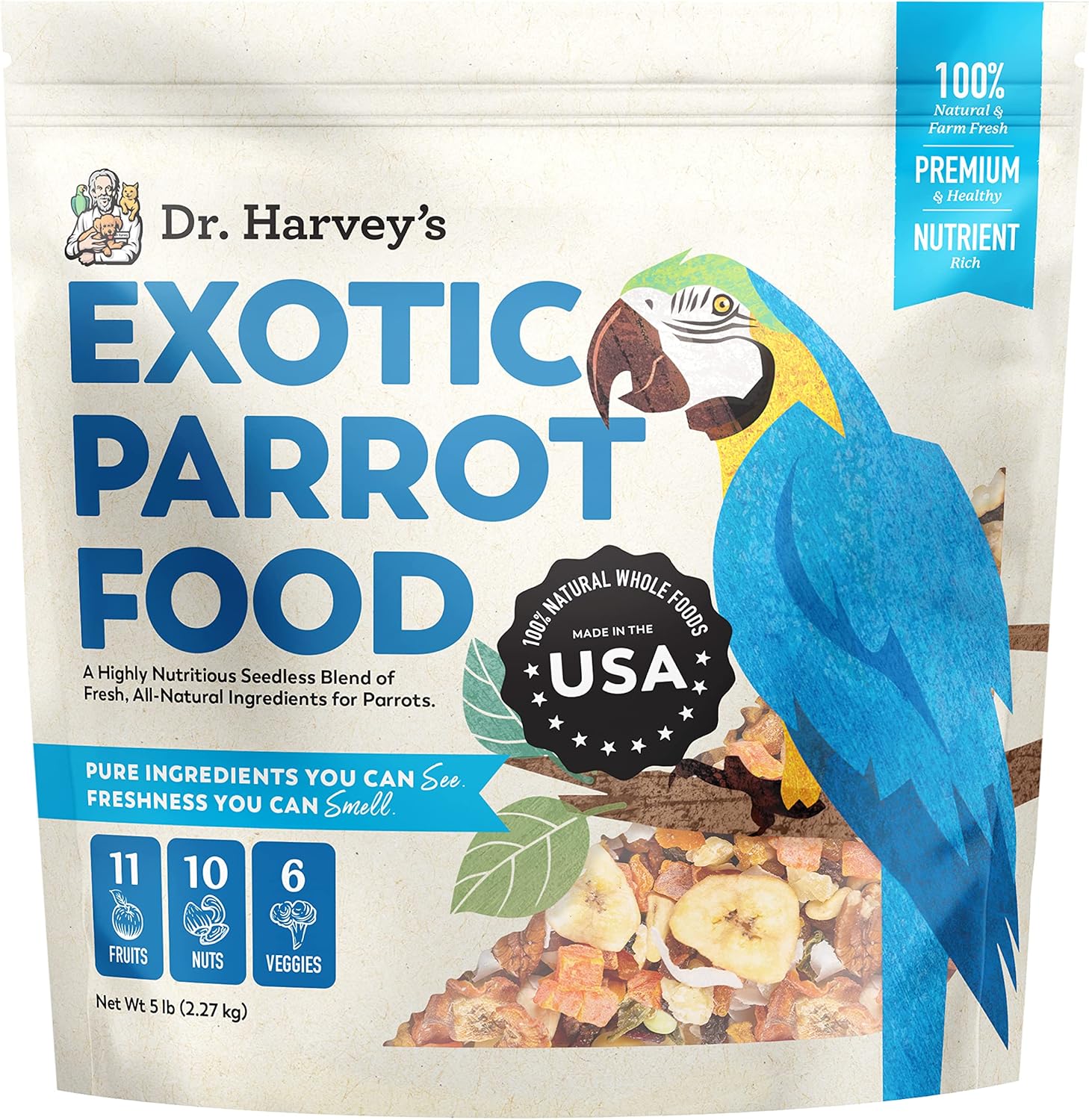 Dr. Harvey'S Exotic Parrot Blend, Seedless Blend Of Natural Food For Large Parrots