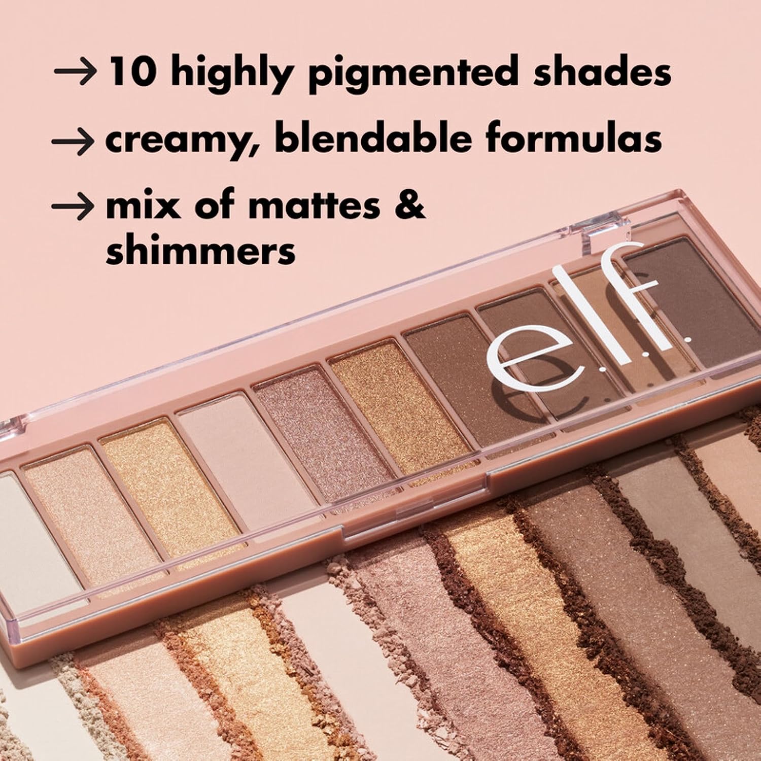 e.l.f. Perfect 10 Eyeshadow Palette, Ten Ultra-pigmented Nude Shades, Blendable Formula, Vegan & Cruelty-free, Everyday Smoky (Packaging May Vary) : Beauty & Personal Care