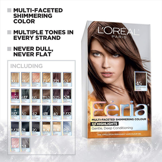 L'Oreal Paris Feria Multi-Faceted Shimmering Permanent Hair Color, 100 Pure Diamond, Hair Dye Kit, Pack Of 2