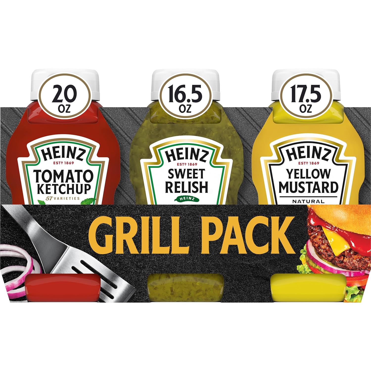 Heinz Tomato Ketchup, Relish, And Mustard Picnic Pack, 3 Count