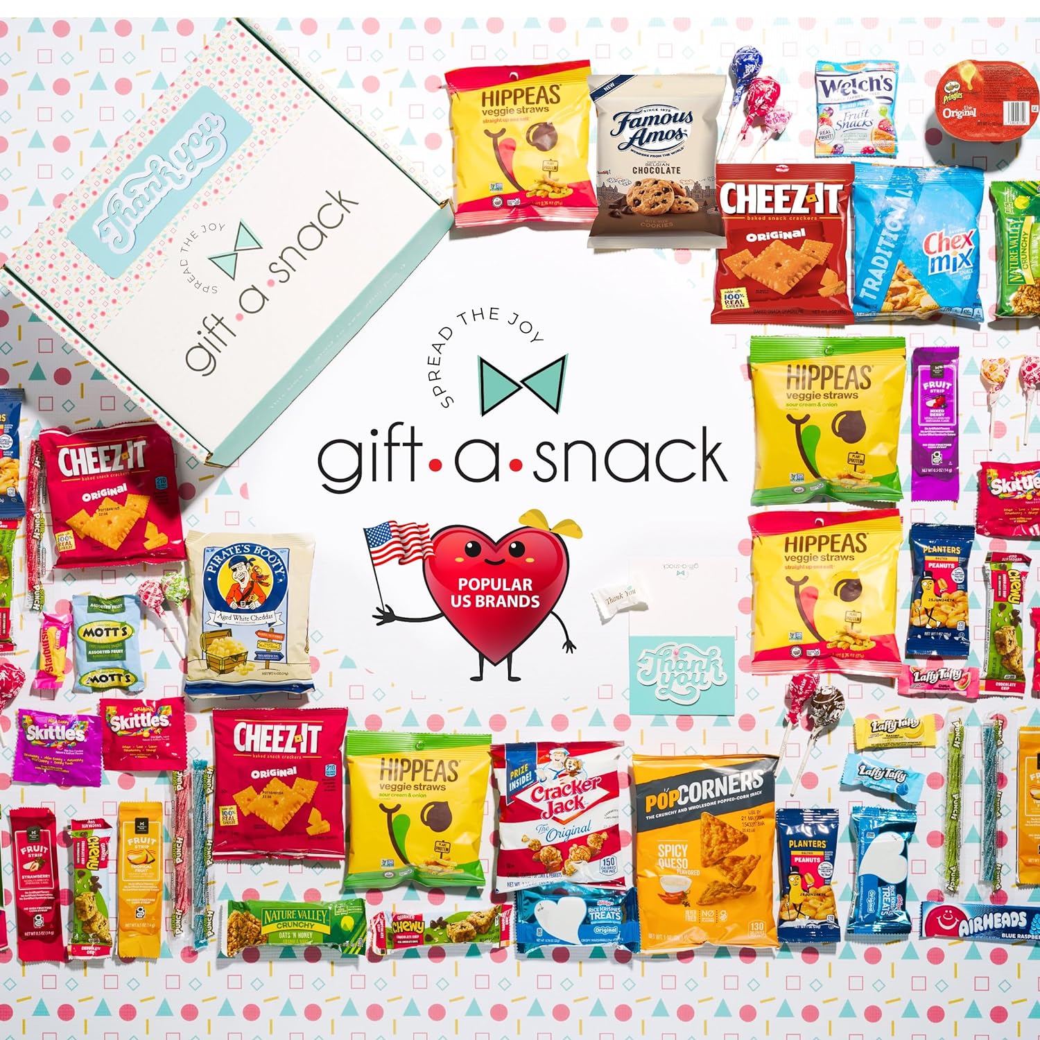 Gift A Snack - Thank You Snack Box Variety Pack Care Package + Greeting Card (45 Count) Appreciation Sweet Treats Gift Basket, Candies Chips Crackers Bars, Crave Food Assortment - Adults Kids : Grocery & Gourmet Food