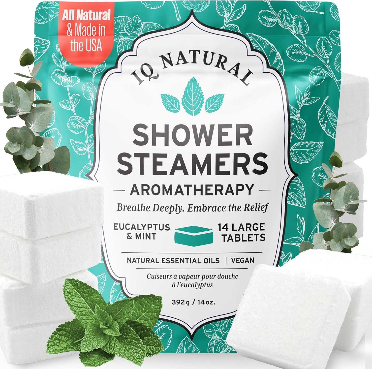 Eucalyptus Shower Steamers Aromatherapy For Women- Usa Made - Shower Bombs Aromatherapy For Women, Vapor Shower Tablets, Menthol Shower Scent Steamers Cold And Flu, Organic Shower Steamer