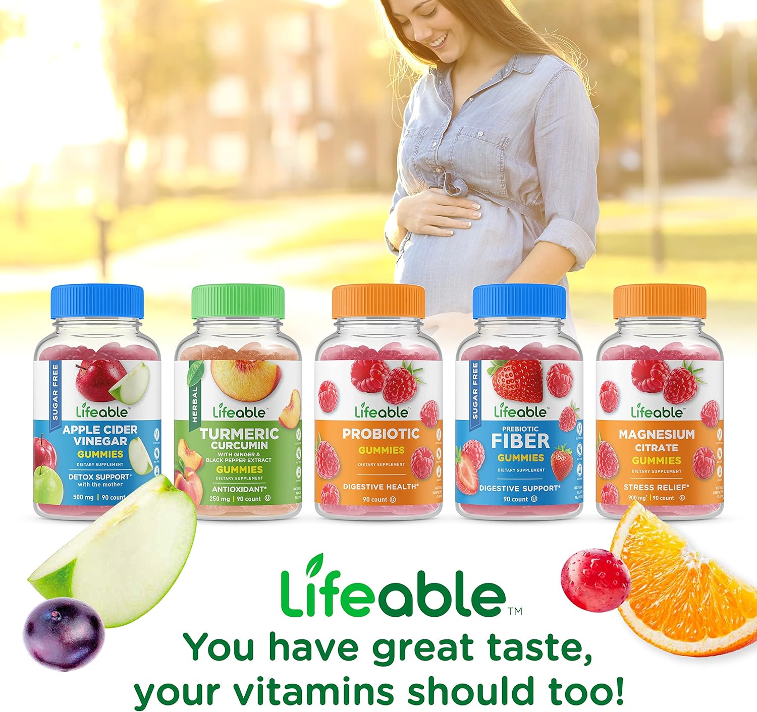 Lifeable Prenatal Multivitamin - Great Tasting Natural Flavor Gummy - Vegetarian Vitamin Supplement - with Vitamins A, C, D, E, Niacin, B6, Folate, B12, Biotin, Iron, Iodine, Zinc - 90 Gummies : Health & Household