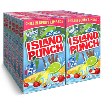 Wyler'S Light Island Punch Singles To Go, Water Drink Mix, Chillin Berry Limeade, 10 Count, Pack Of 12 (120 Single Servings)