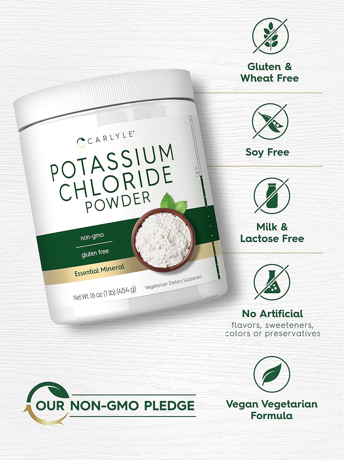 Potassium Chloride Powder Supplement 16 oz | Food Grade | Salt Substit