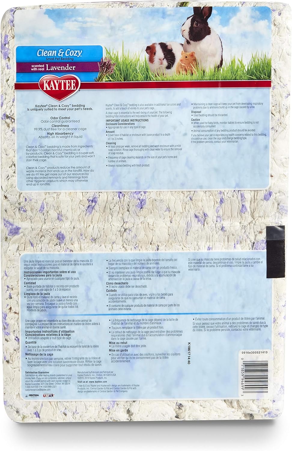 Kaytee Clean & Cozy Lavender Bedding For Pet Guinea Pigs, Rabbits, Hamsters, Gerbils, and Chinchillas, 49.2 Liters : Pet Habitat Litter : Pet Supplies