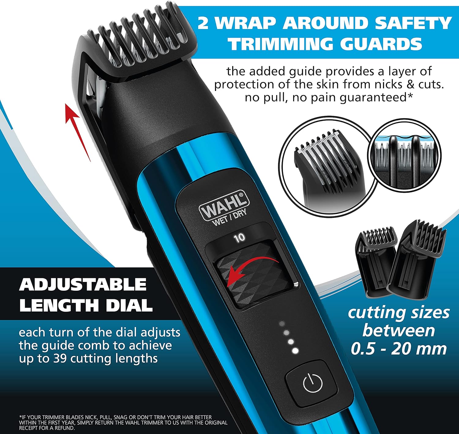 Wahl Manscaper® Total Body Grooming and Your Hair Down There Rechargeable Deluxe Hair Trimmer and Shaver with Safe-Touch Detachable Stainless Steel Precision Blades - Model 5708 : Beauty & Personal Care