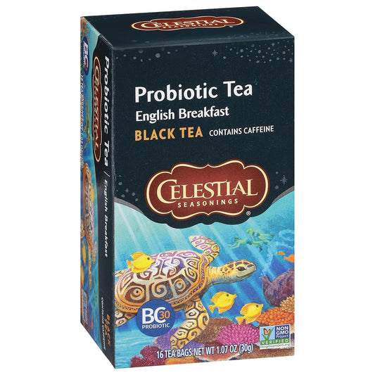 Celestial Seasonings Black Tea, Probiotic Tea, English Breakfast, 16 Count (Pack Of 6) (Packaging May Vary)