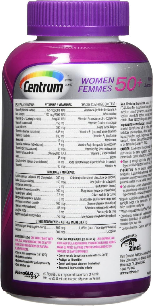 Centrum Multivitamin/Mineral Supplement for Women 50+, 250 tablets