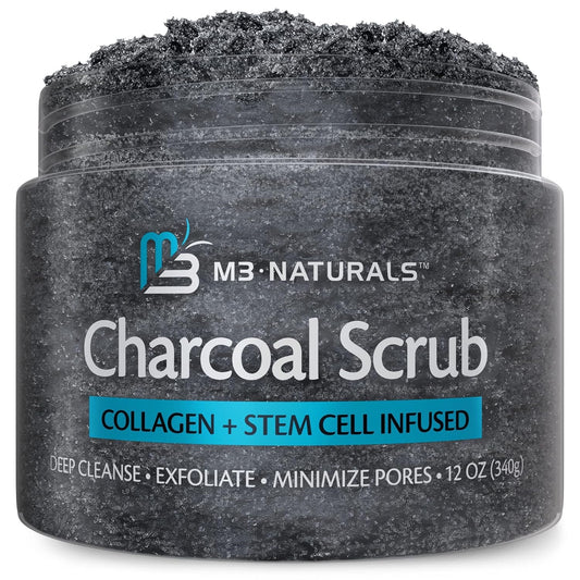 M3 Naturals Charcoal Body Scrub With Stretch Mark Cream Bundle