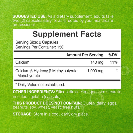 Deal Supplement Ultra Strength Hmb Supplements 1000*Mg Per Serving, 300*Capsules | Third Party Tested | Supports Muscle Growth, Retention