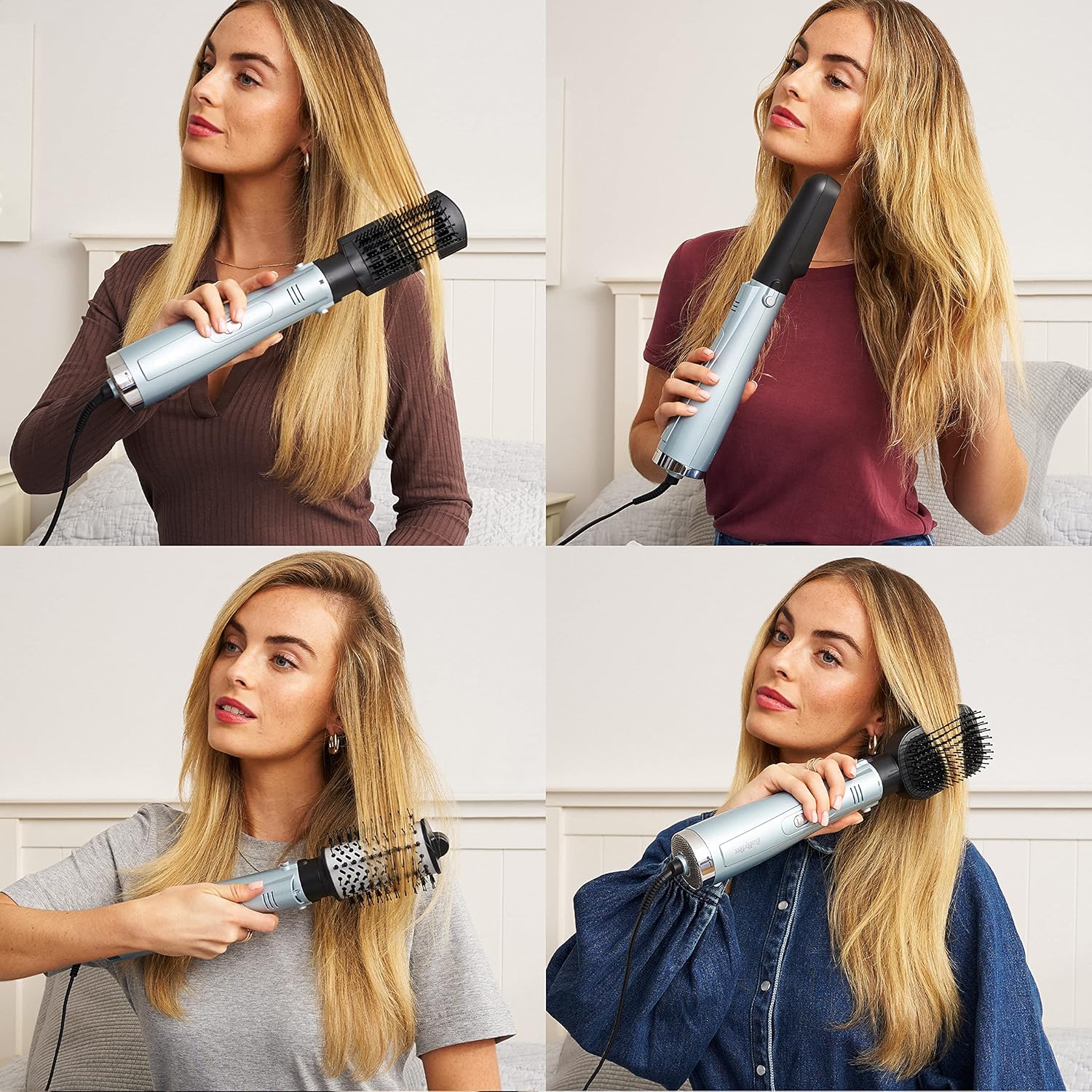 BaByliss Hydro-Fusion 4-in-1 Hair Dryer Brush - 1000W Anti-Frizz Air Styler, Dry, Smooth, Volume, Straighten in One Step, Blue, 2774U : Amazon.co.uk: Beauty