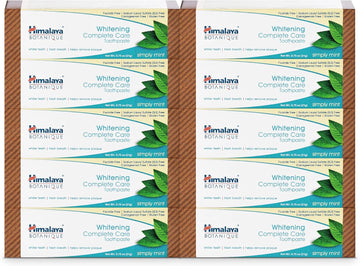 Himalaya Botanique Whitening Complete Care Toothpaste, 10 Pack Travel Size, Teeth Whitening, Fights Plaque, Fluoride Free, No Artificial Flavors, Sls Free, Simply Mint Flavor, Tsa Approved, 0.74 Oz