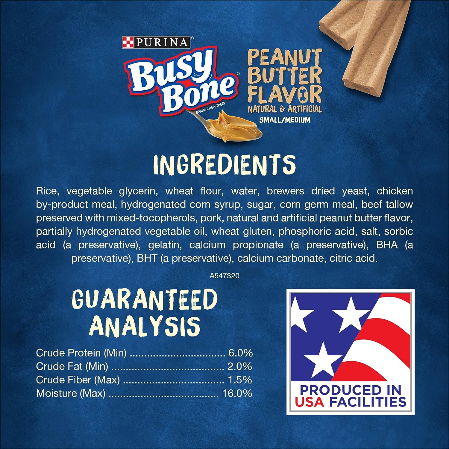 Purina Busy Bone Made in USA Facilities, Long Lasting Small/Medium Breed Adult Dog Chews, Peanut Butter Flavor - 10 ct. Pouch : Pet Supplies