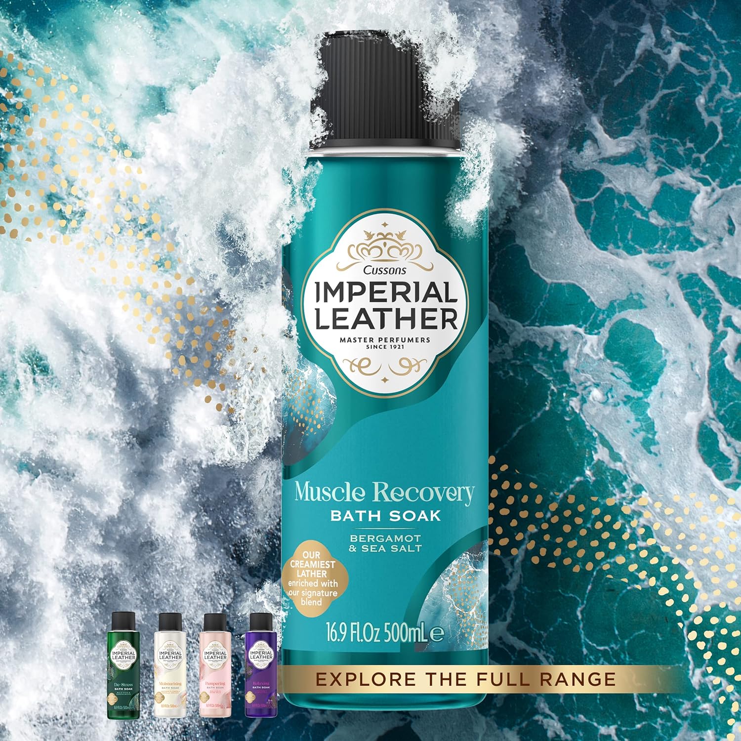 Imperial Leather De-Stress Bath Soak, Wild Sage & Sandalwood, Rich & Creamy Bubble Bath, Gentle Skin Care, Bulk Buy, Pack Of 4 X 500Ml
