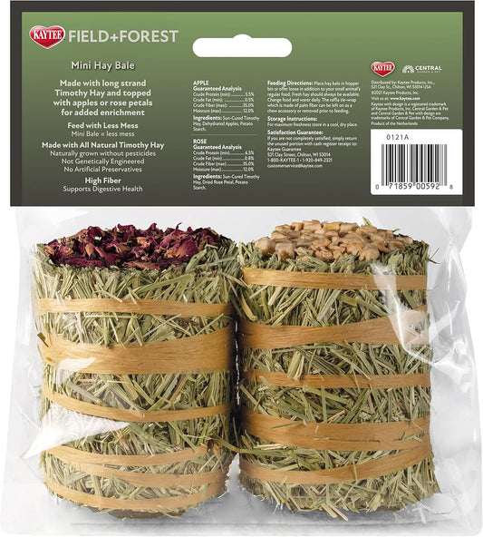 Kaytee Field+Forest Mini Hay Bales Apple And Rose 2 Pack 7 Ounces