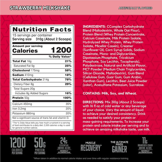 BSN TRUE-MASS Weight Gainer, Muscle Mass Gainer Protein Powder, Strawb