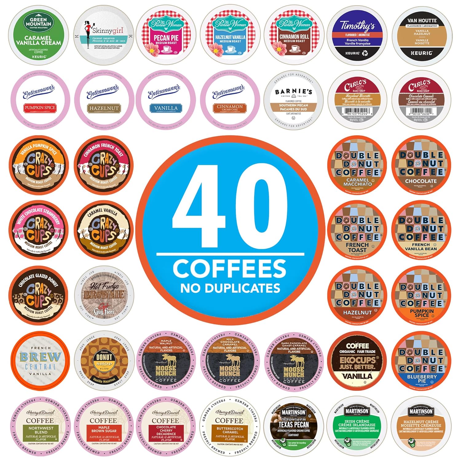 Crazy Cups Flavored Coffee Pods Variety Pack, Fully Compatible With All Keurig Flavored K Cups Brewers, Coffee Sampler, 40 Count