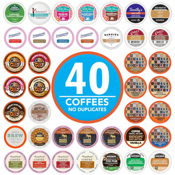 Crazy Cups Flavored Coffee Pods Variety Pack, Fully Compatible With All Keurig Flavored K Cups Brewers, Coffee Sampler, 40 Count