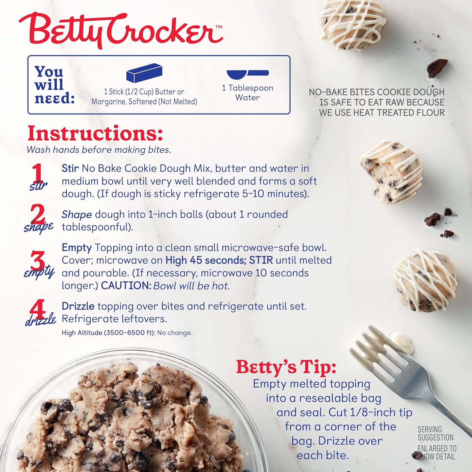Betty Crocker No-Bake Bites Cookies and Cream Cookie Dough, 12.2 oz. : Grocery & Gourmet Food