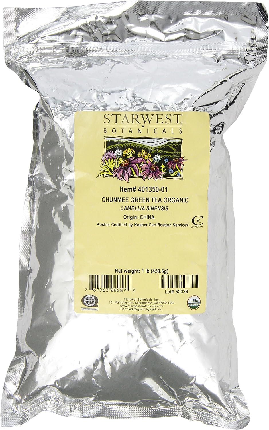 Starwest Botanicals Organic Chunmee Greentea, 1-pound Bag : Health & Household