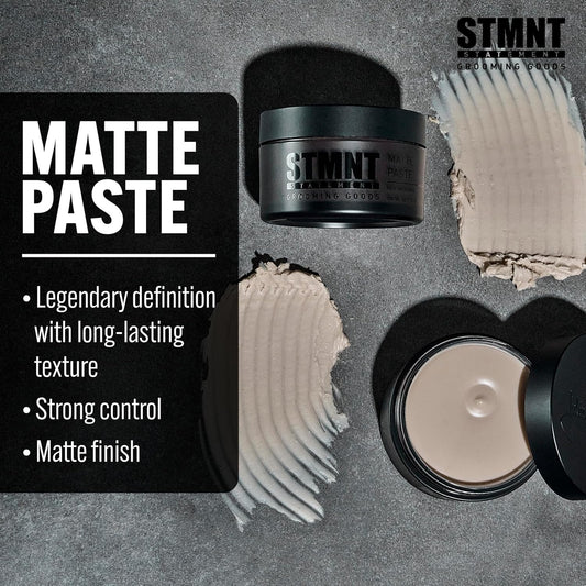 Stmnt Grooming Goods Matte Paste 3.38 Oz | All Day Strong Hold & High Volume | Hair Clay Paste For Men | Non-Greasy Formula | Texture Paste For Hair | Ideal For Dry & Damp Hair | Mens Hair Styling