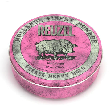 Reuzel Pink Grease Pomade, Strong All Day Hold, Oil-Based Styling Wax, Medium Shine And Flake Free, Easy To Wash Out, For All Hairstyles
