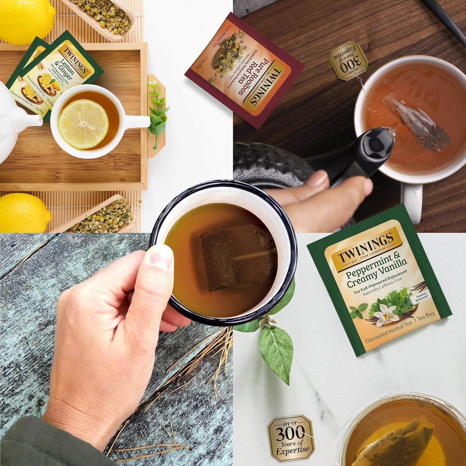 Twinings 48 Tea Bags Herbal Variety Pack, Bundle With 20 Flavored Honey Sticks – 12 Flavors Caffeine-Free Individually Wrapped Teas For Gift Basket, Office, Lobby Refreshments : Grocery & Gourmet Food
