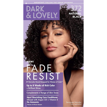 SoftSheen-Carson Dark and Lovely Fade Resist Rich Conditioning Hair Color, Permanent Hair Color, Up To 100 percent Gray Coverage, Brilliant Shine with Argan Oil and Vitamin E, Natural Black