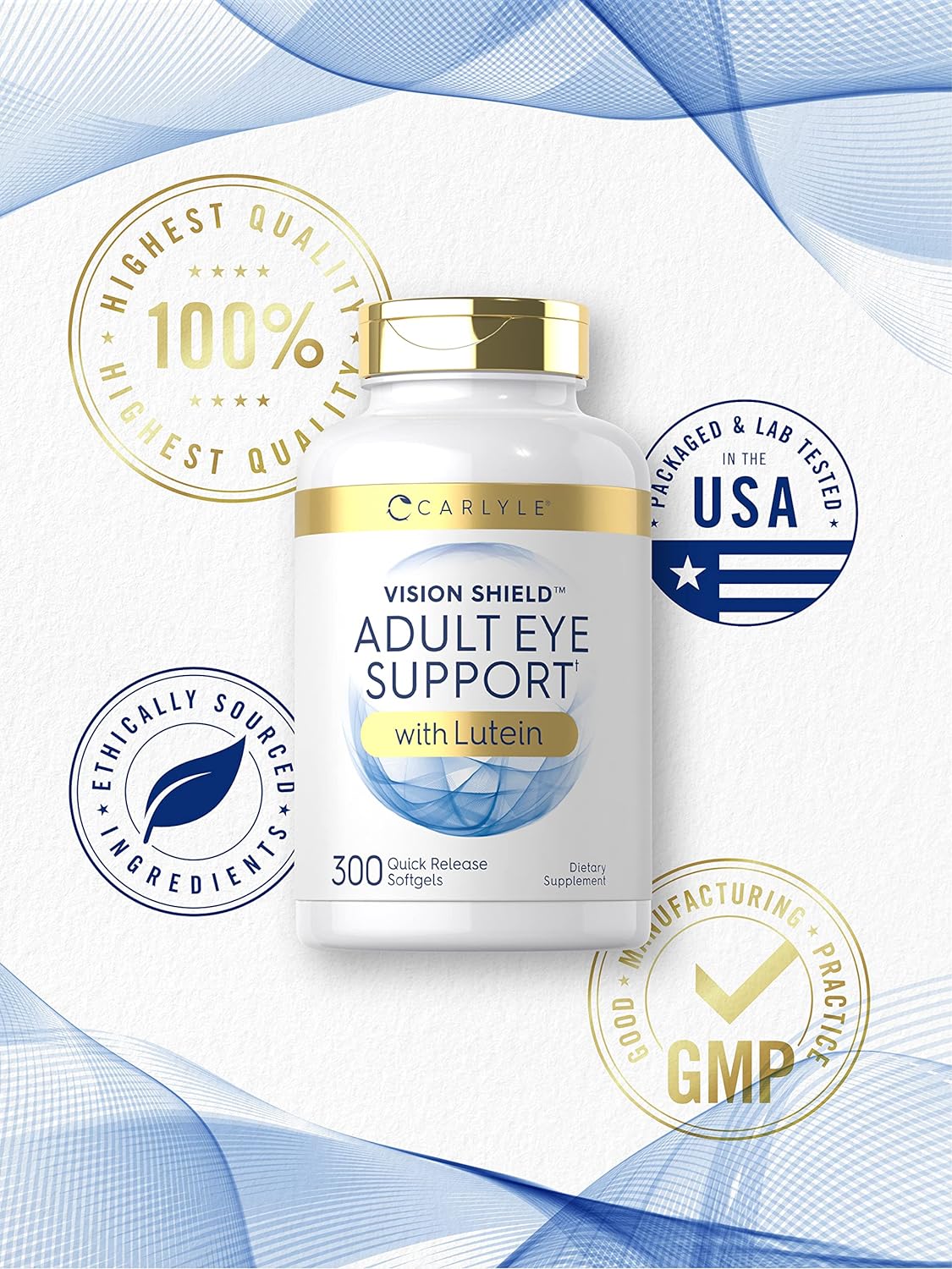 Carlyle Adult Eye Support | 300 Capsules | with Lutein and Zeaxanthin | Non-GMO and Gluten Free Supplement : Health & Household