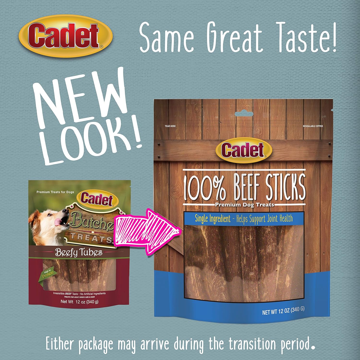 Cadet Beef Sticks Dog Treats - Long-Lasting, Healthy & Natural Beef Esophagus Treats for Small & Large Dogs, Low Calorie & High Protein Dog Chews (12 oz.) : Pet Supplies