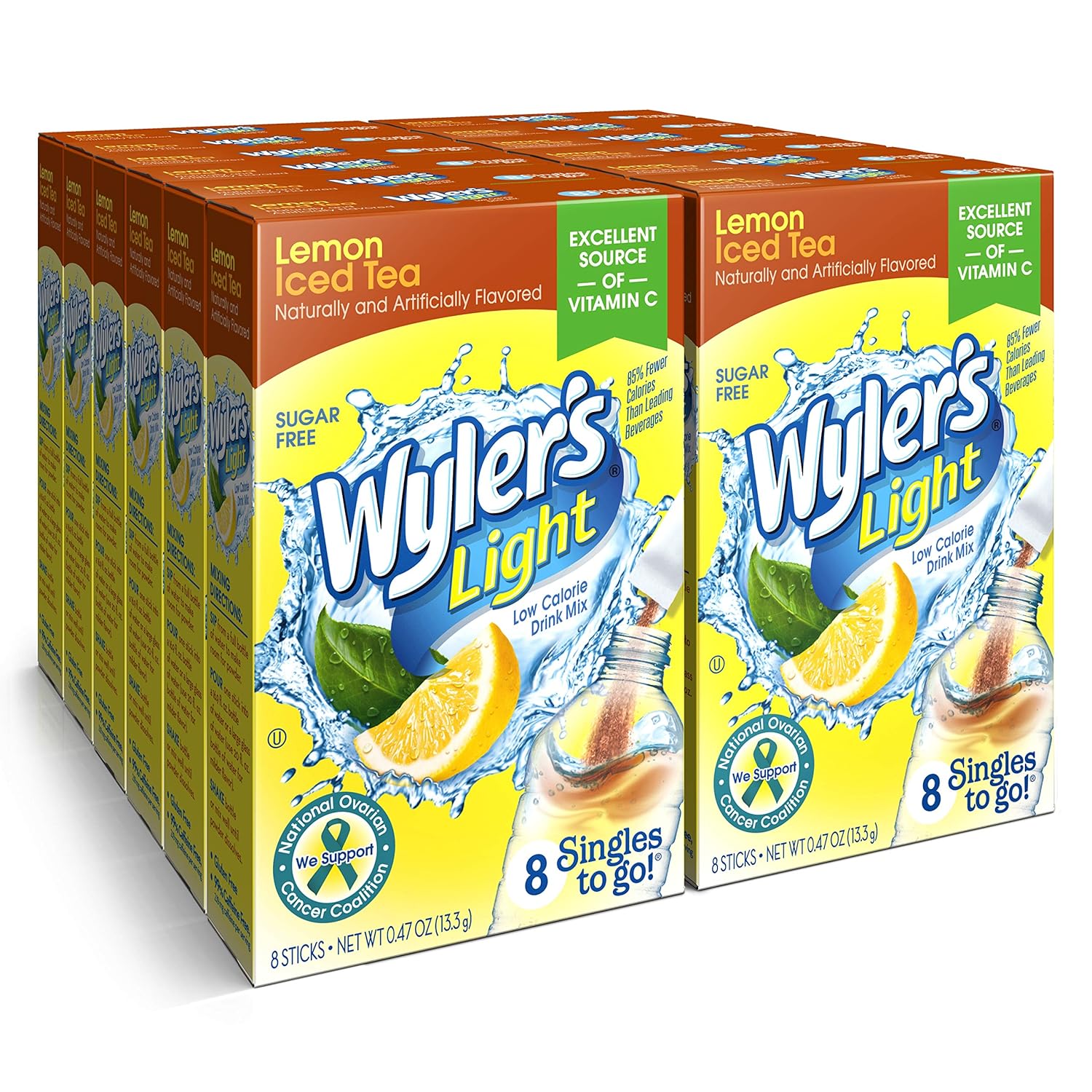 Wyler'S Light Singles To Go Powder Packets, Water Drink Mix, Lemon Iced Tea, 96 Single Servings (Pack Of 12)