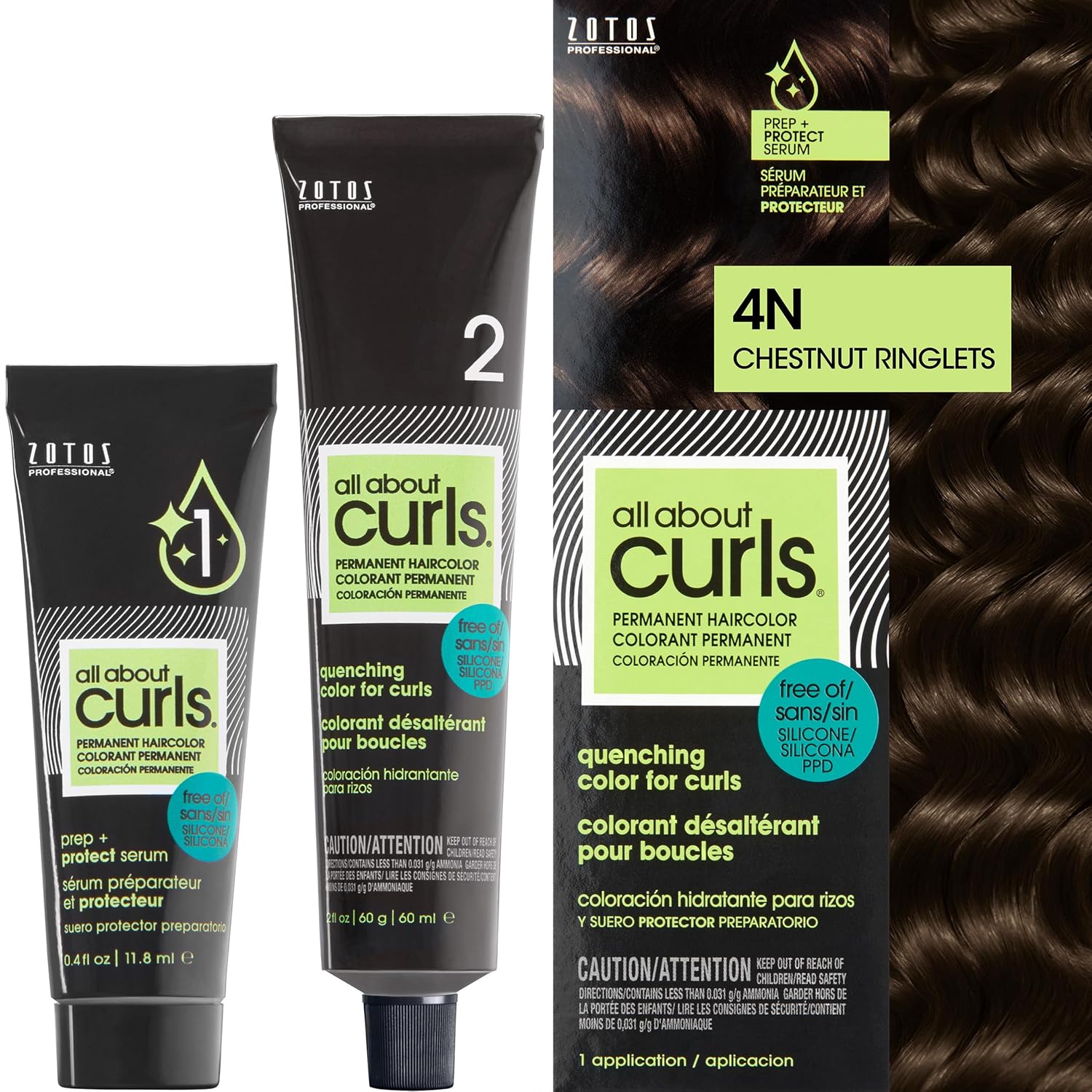 All About Curls 4N (Light Brown - Cool Red Undertone) Chestnut Ringlets Permanent Hair Color (Prep + Protect Serum & Hair Dye For Curly Hair) - 100% Grey Coverage, Nourished & Radiant Curls