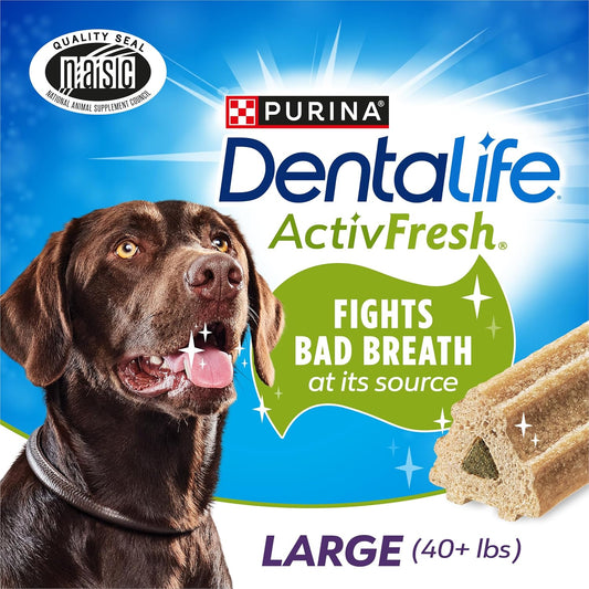 Purina Dentalife Activfresh Chicken Flavor Large Breed Adult Dog Dental Chews – (30 Count Pouches, Pack Of 2)