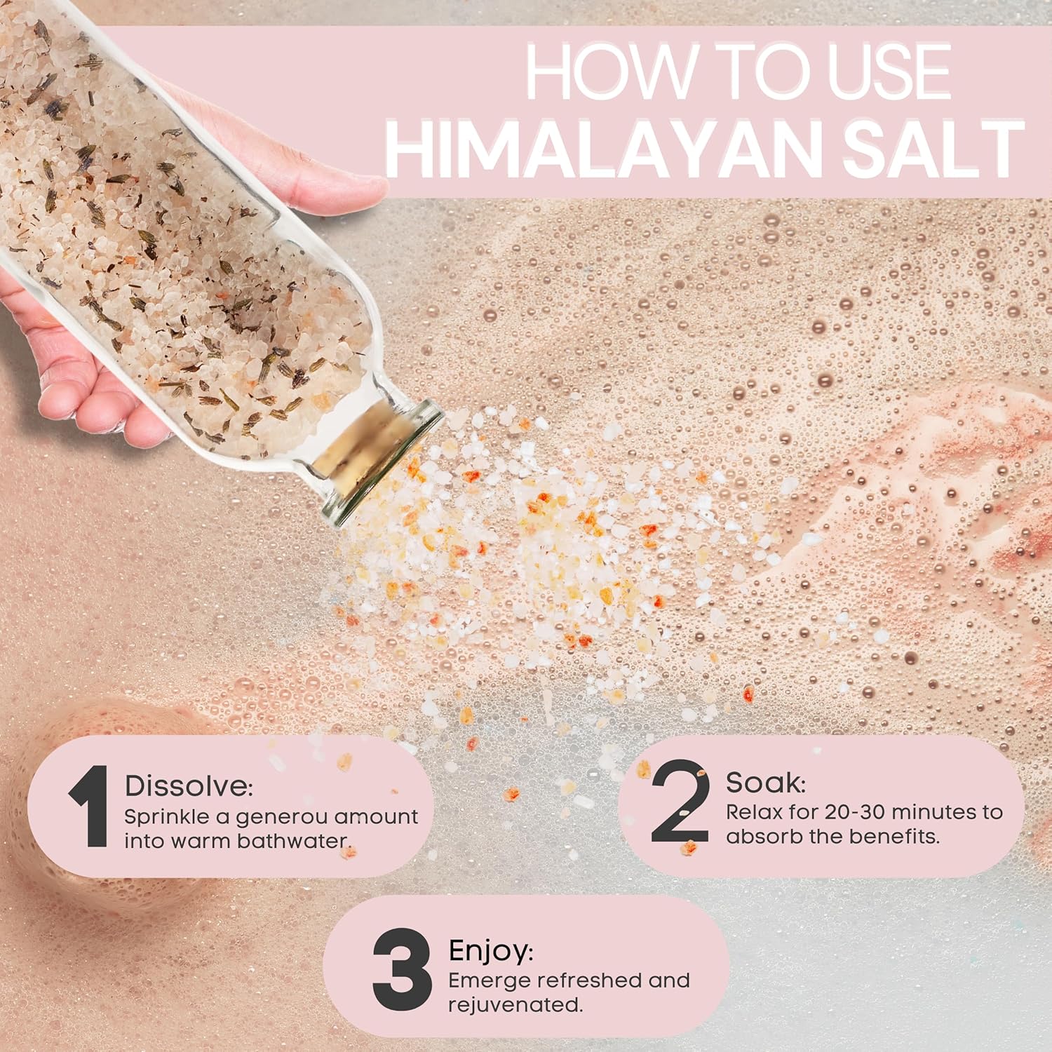 Eco Bath London Himalayan Bath Salt - Luxurious Bath Salts For Relaxation, Skin Care, And Aromatherapy, Infused With Natural Ingredients (Various Scents) (Rose) : Beauty & Personal Care