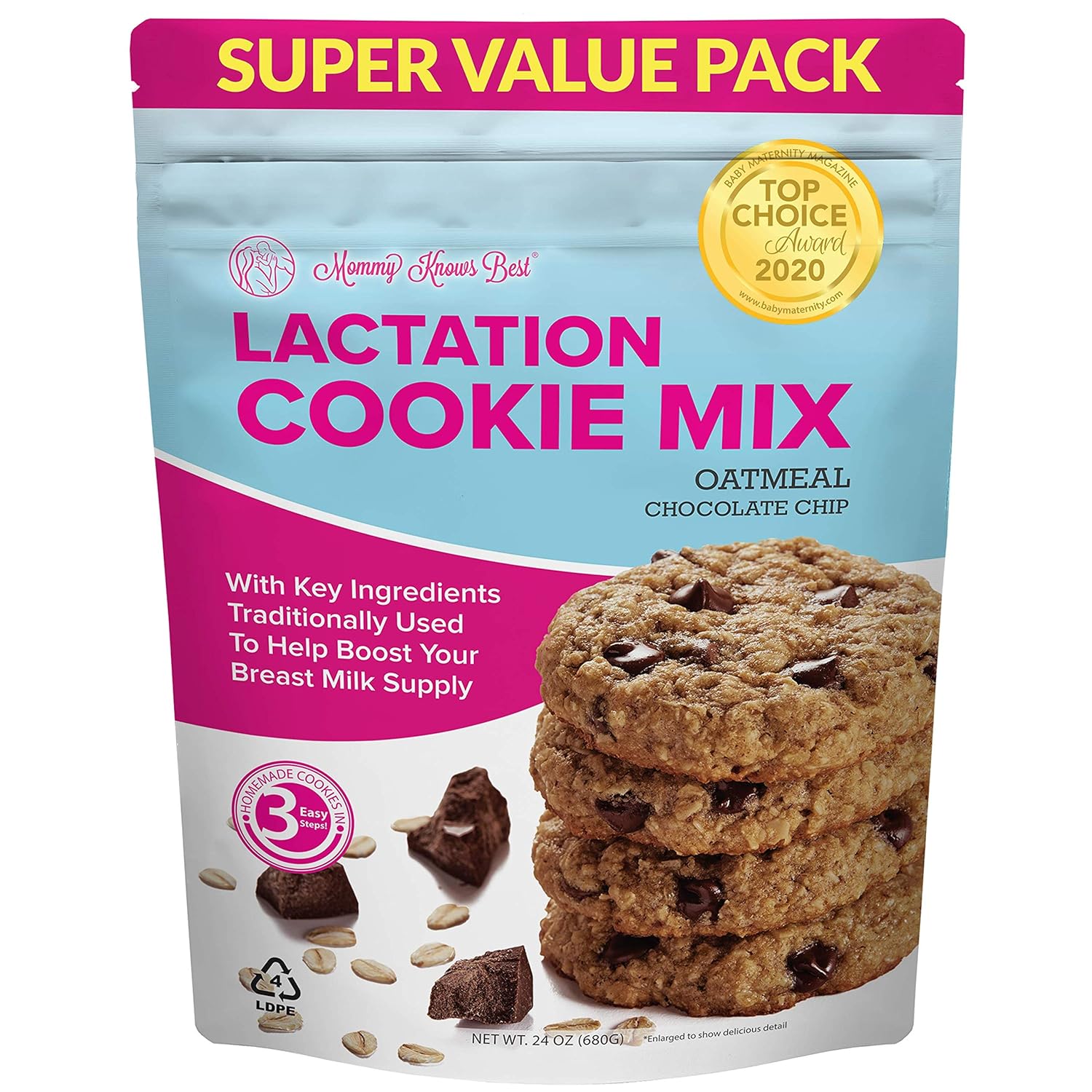 Lactation Cookies Mix - Oatmeal Breastfeeding Cookie Supplement Support for Breast Milk Supply Increase (Chocolate Chip, 1.5 Pound (Pack of 1))