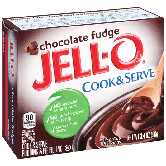 Jello Chocolate Fudge Cook & Serve Pudding Mix (3.4Oz Box, Pack Of 6)