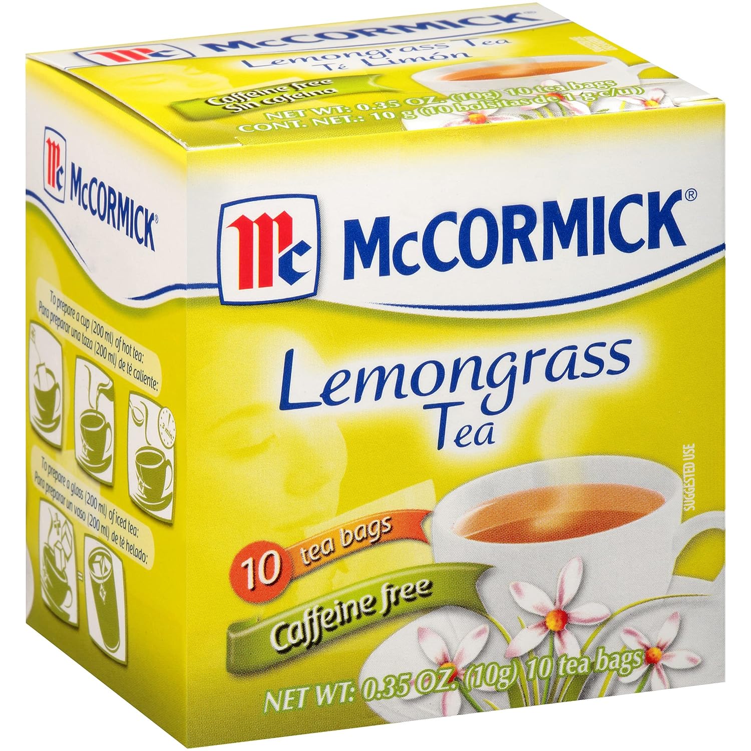 McCormick Caffeine Free Lemongrass Tea Bags, 0.35 oz 10 Count (Pack of 12)