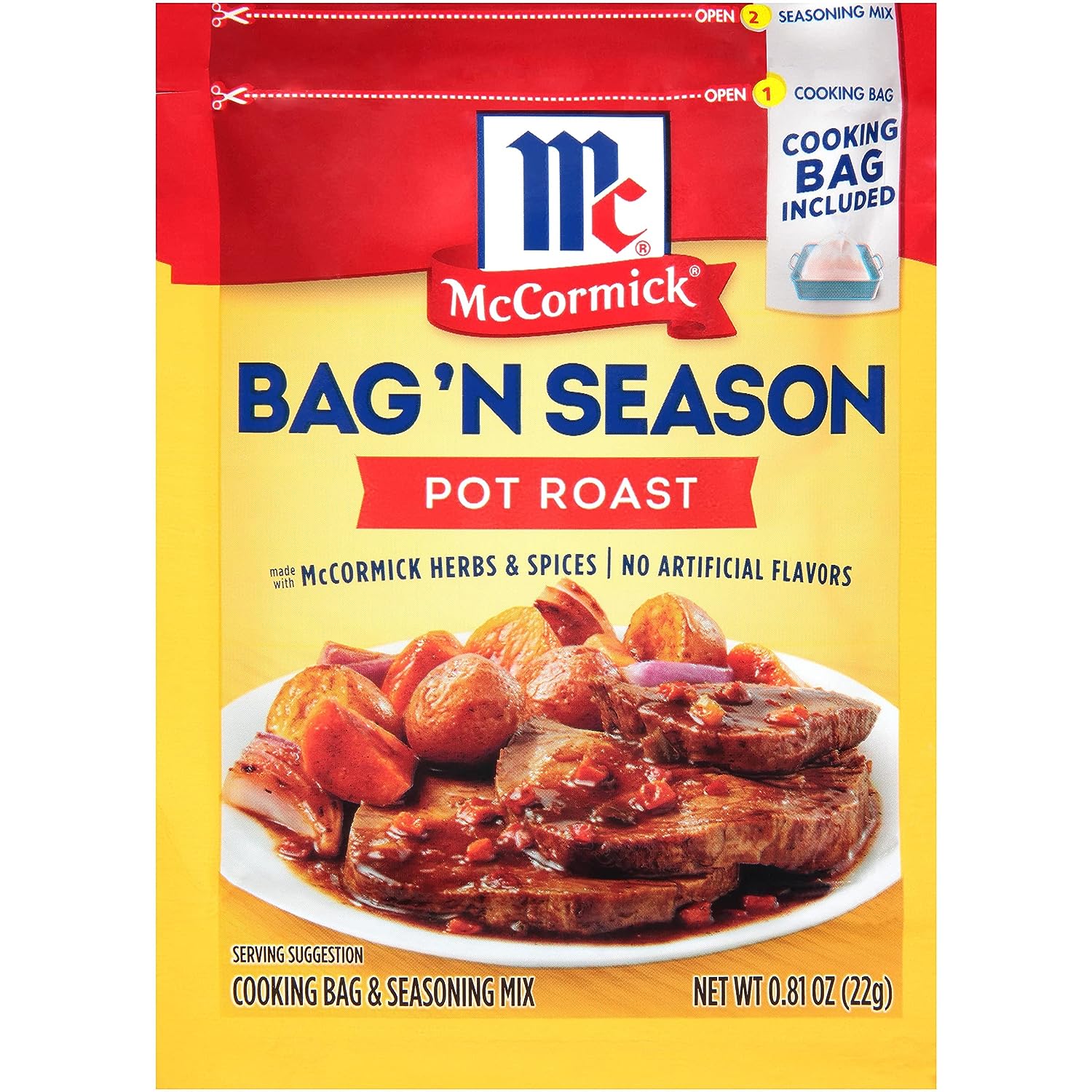 McCormick Bag 'n Season Pot Roast Cooking Bag & Seasoning Mix, 0.81 oz (Pack of 6)