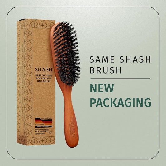 Classic German First Cut 100% Boar Bristle Hair Brush Since 1869 - Conditions Hair, Improves Texture, Exfoliates Scalp