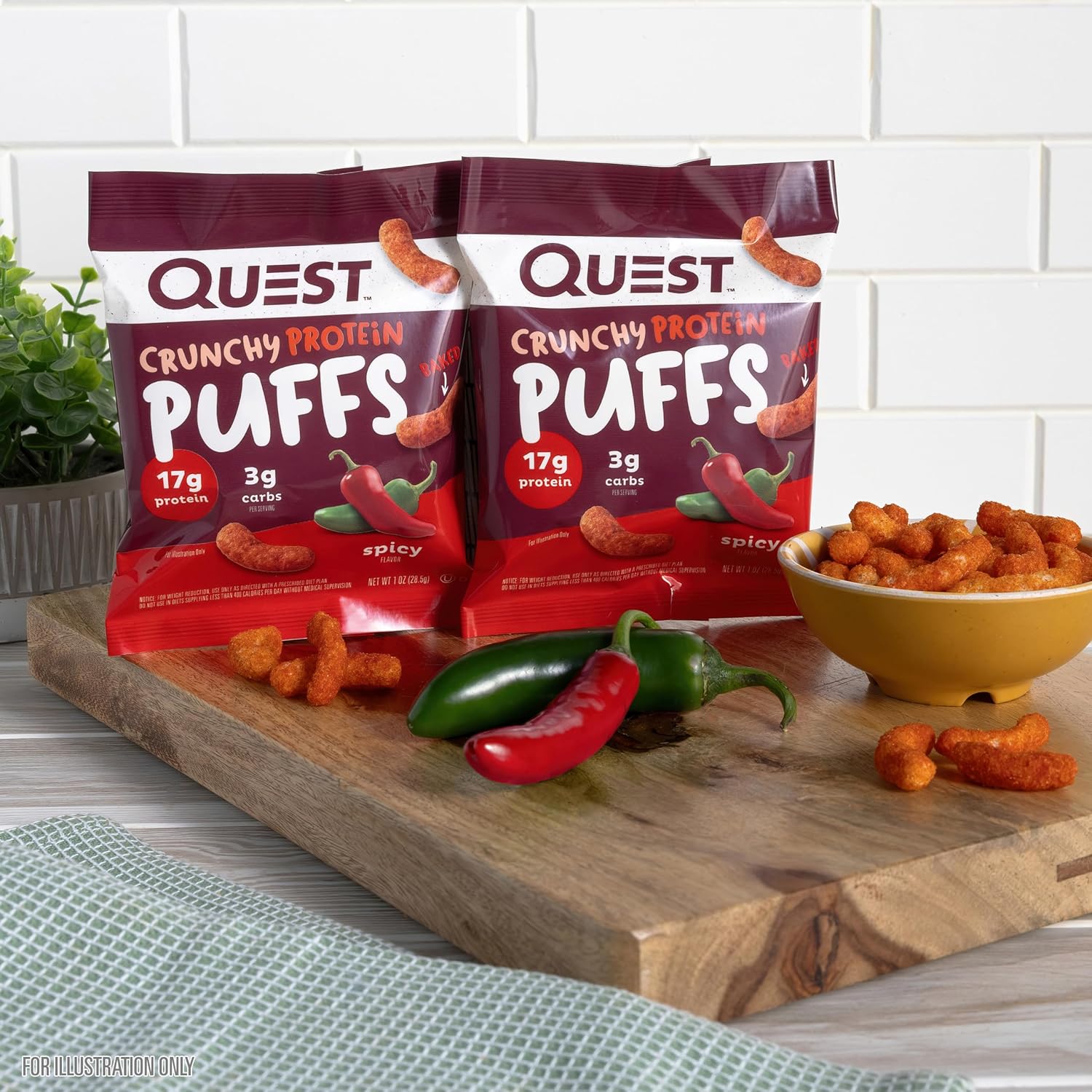 Quest Nutrition Crunchy Protein Puffs, Spicy, 17G Protein, 3G Carbs, Gluten Free, Baked, 10 Count