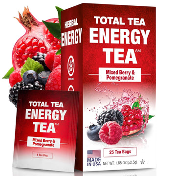 Total Tea Detox Guayusa Energy Tea - All Natural Herbal Caffeinated Tea Cleanse - Energy & Focus - Coffee Substitute - 25 Tea Bags For Men And Women