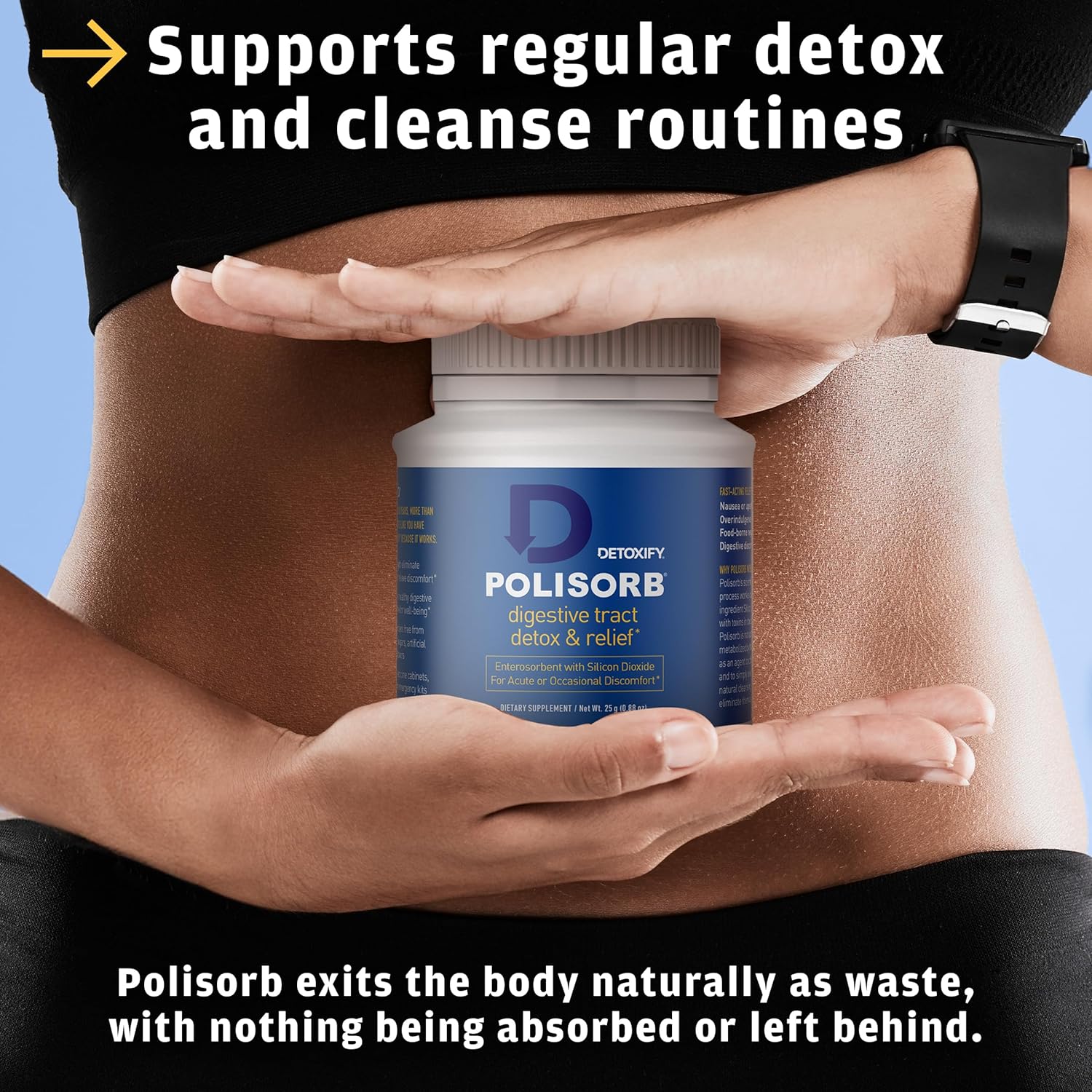 Detoxify Polisorb Digestive Tract Cleanse – Silicon Dioxide Detox Drink For Gut Health, Stomach Comfort & Cleansing, Mixes With Water, Juice, Tea - Family-Friendly, 2 Tbsp Serving For Adults : Health & Household
