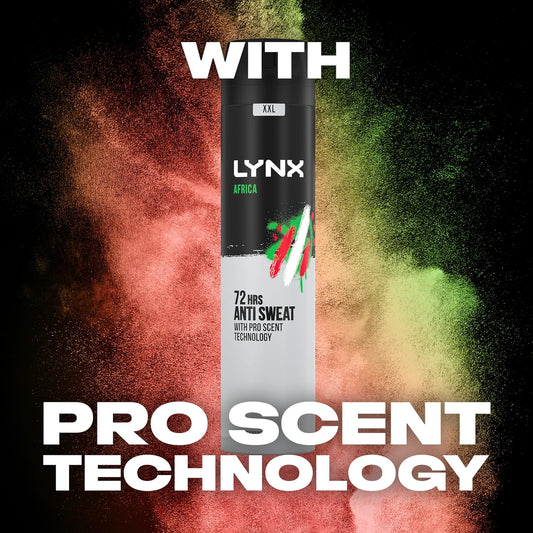 Lynx Xxl Africa Antiperspirant Deodorant Spray 72-Hour Protection Against Odour And Wetness No-Fuss Aerosol For All-Day Freshness 250 Ml