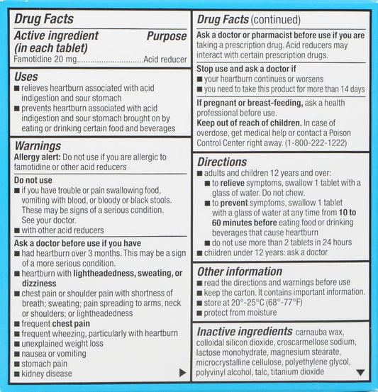 Rite Aid Acid Reducer, Maximum Strength Famotidine Tablets, 20 Mg - 2 Bottles, 85 Count Each (170 Count Total), For Heartburn Relief, Acid Reflux