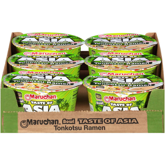 Maruchan Bowl Taste of Asia Tonkotsu, 3.37 Oz, Pack of 6