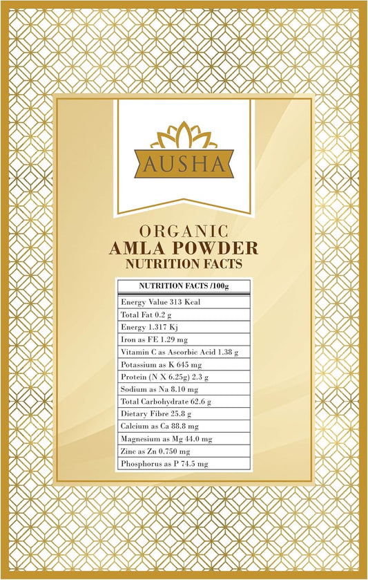 Ausha Organic Amla Powder 250G - Indian Gooseberry - Uk Certified Organic By Soil Association -Hair Growth, Conditioner, Skin, Add To Smoothies, Juices - High In Vitamin C