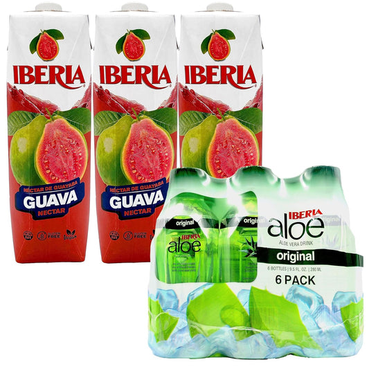 Iberia Guava Nectar 33.8 Ounce (Pack Of 3) + Iberia Aloe Vera Drink with Pulp 9.5 fl oz, Original (Pack of 6) : Grocery & Gourmet Food