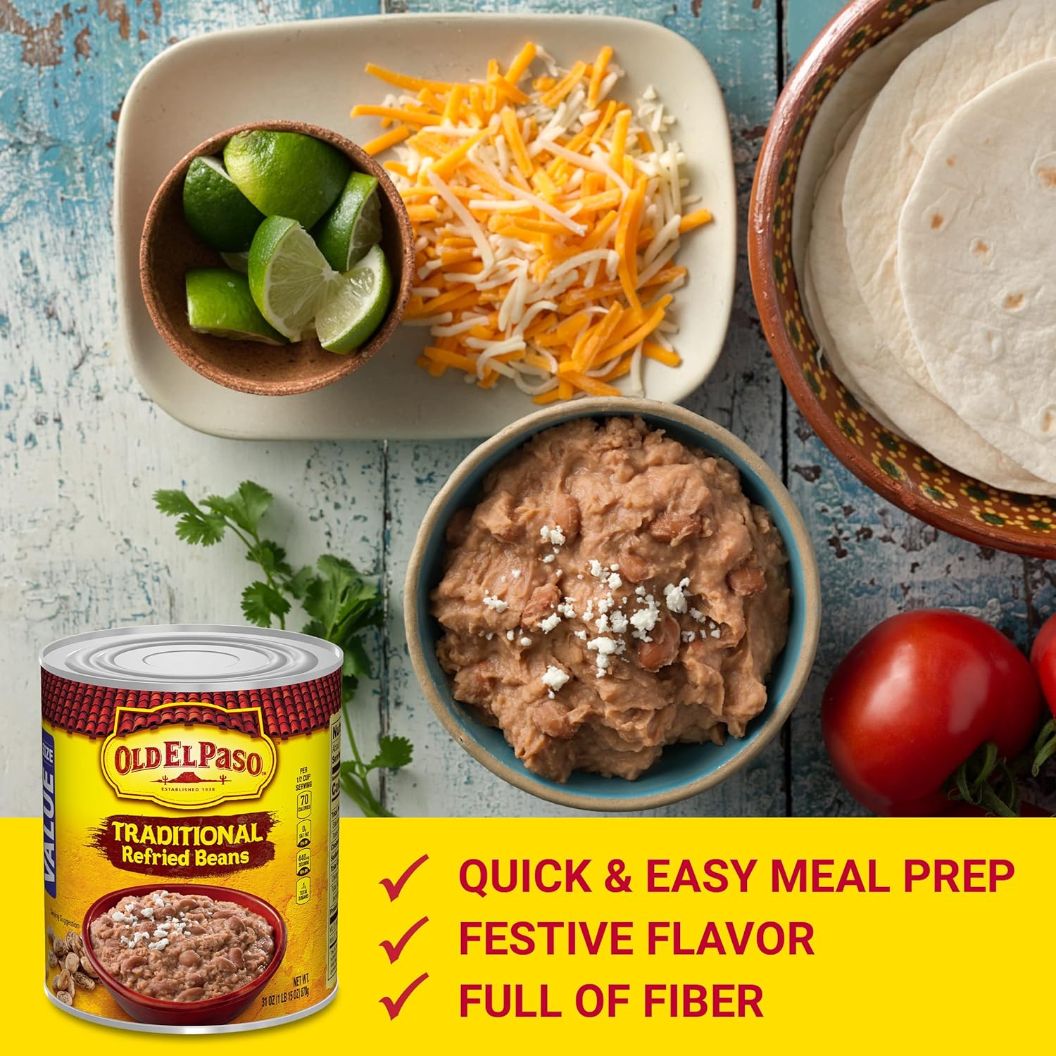 Old El Paso Traditional Refried Beans, Value Size, 31 oz. : Grocery & Gourmet Food